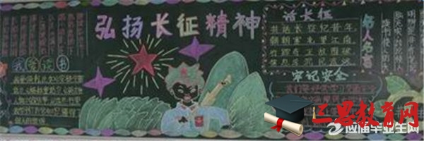 學長征精神黑板報模板圖片