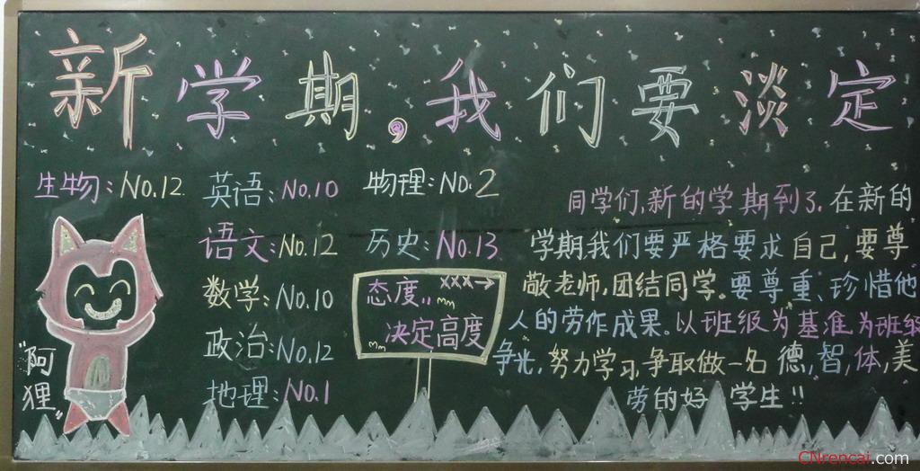 2016年新學期新目標黑板報內容