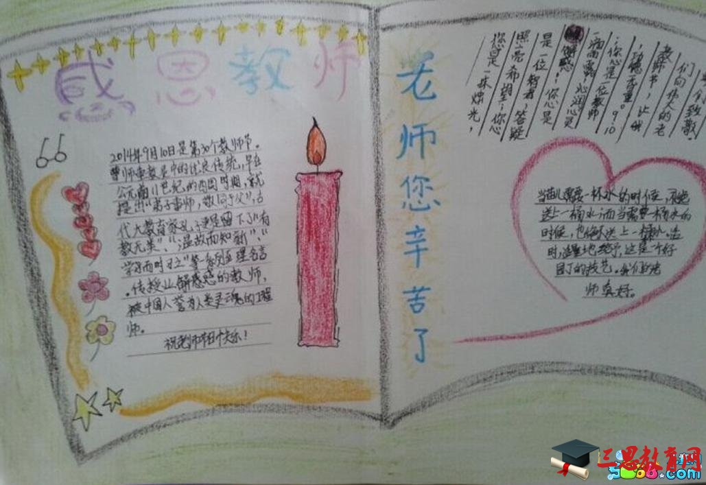 最好的教師節手抄報-感恩老師，您辛苦了